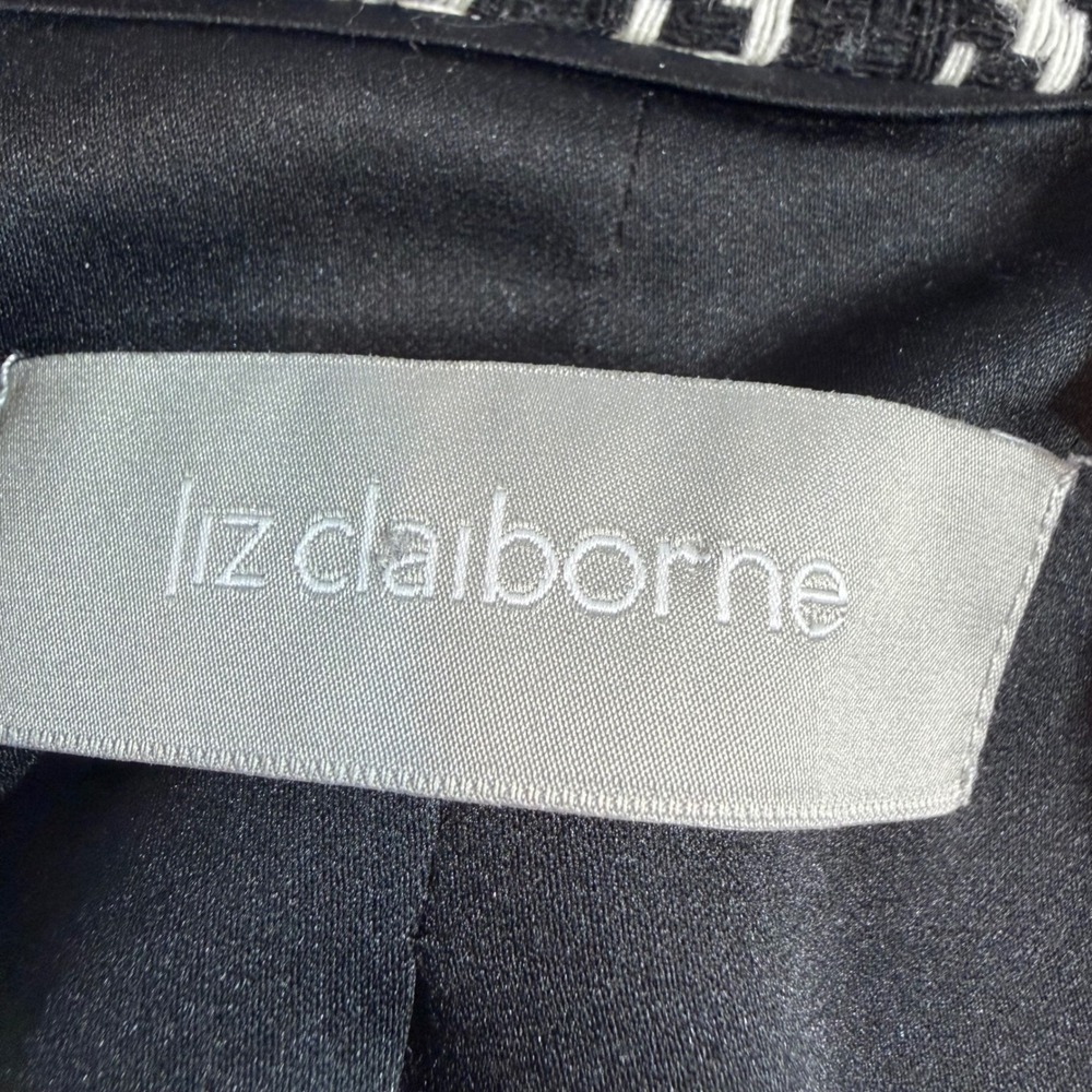 Liz Claiborne Wool Jacket – XL Black White Houndstooth Cropped - Picture 5 of 14
